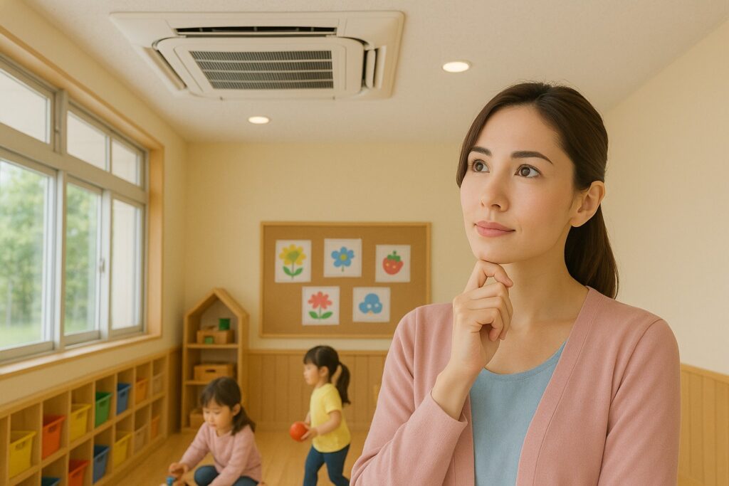 幼稚園教室内の園長先生