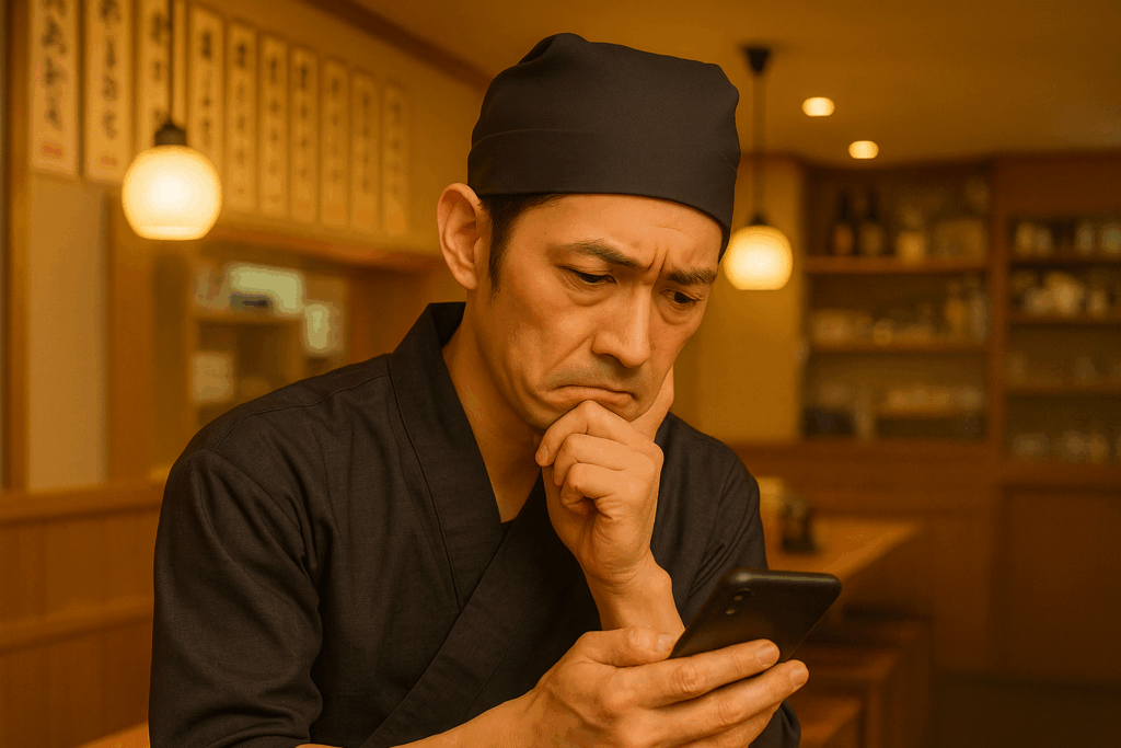 SNSで店舗の評価が悪く書かれていないかと、お客様の声が気になっている店長